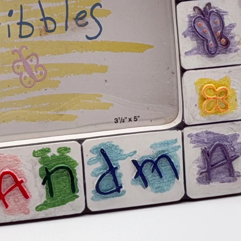 I Love My Grandma Photo Frame Handpainted Skribbles Art Kids Handmade Gift 3.5x5